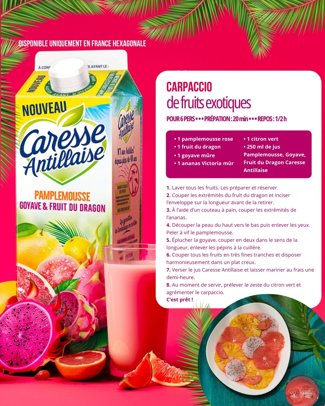 Caresse antillaise Pamplemousse Goyave Fruit du dragon 1L