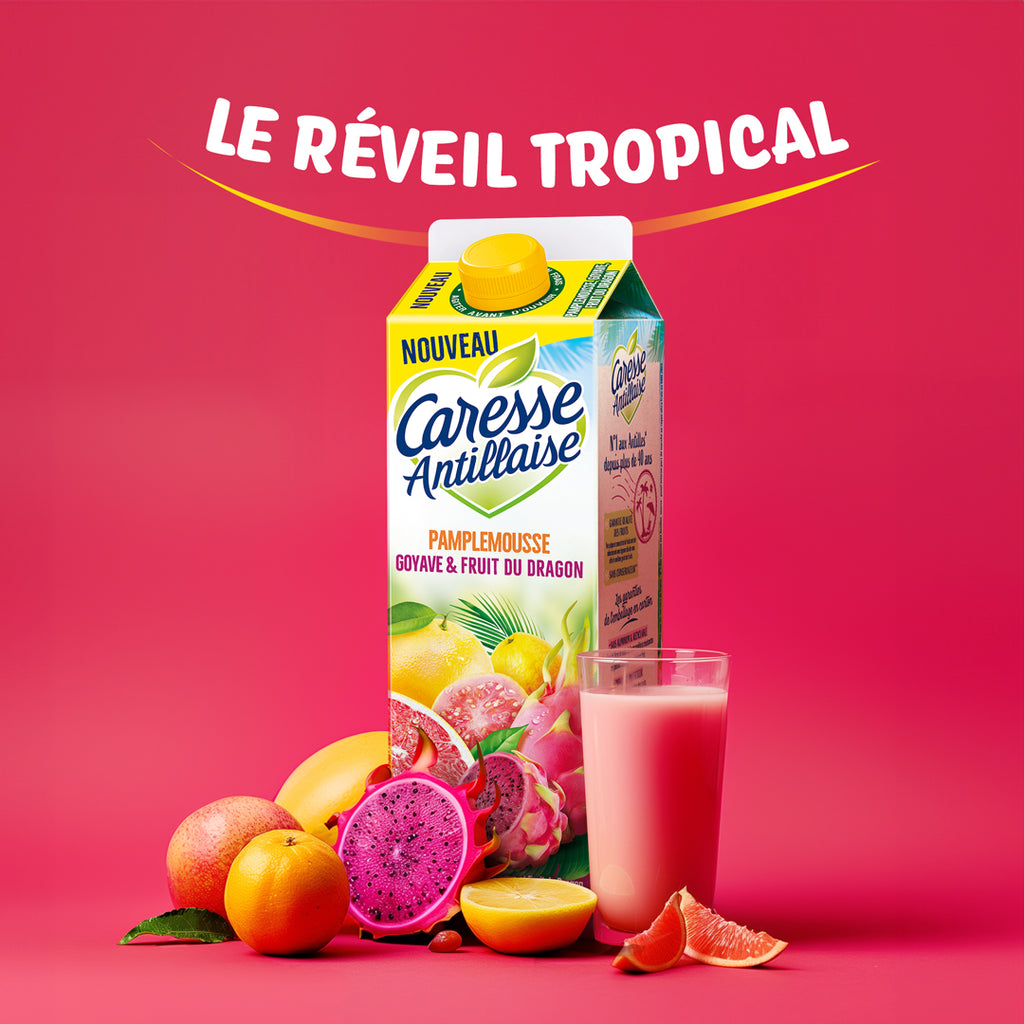 Caresse antillaise Pamplemousse Goyave Fruit du dragon 1L